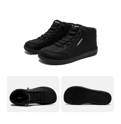 Mid Top Barefoot Shoes Mens Womens Wide Toe Ankle Boots Outdoor Non-Slip Artificial Leather Shoes